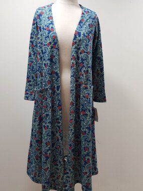 LuLaRoe Paisley Cardigan Long Multicolor Sarah Small NWT Blue XSmall